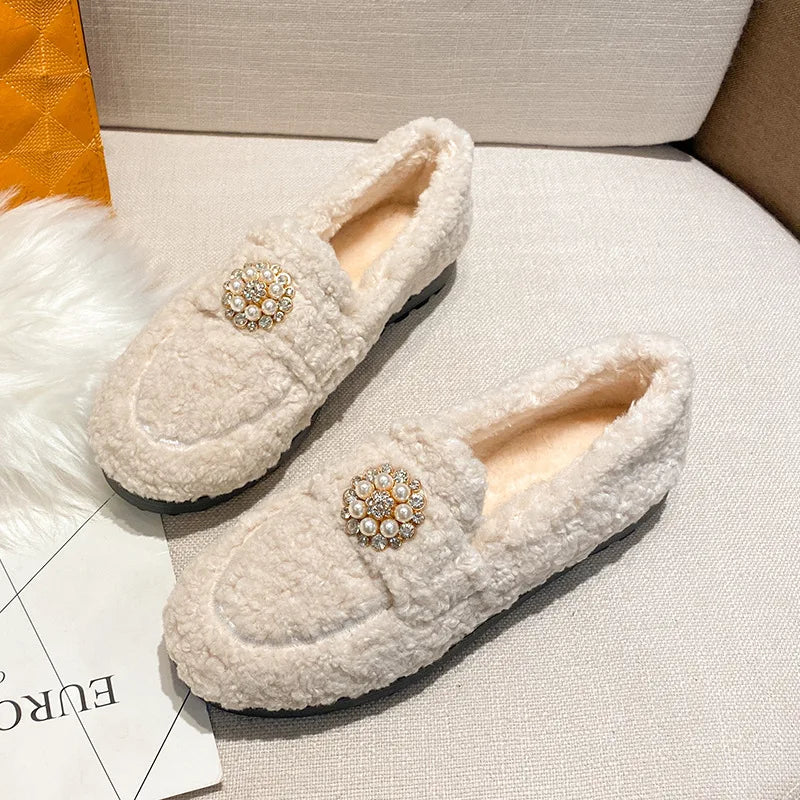 Elegant pearl slip-on loafers for women | Maribel -9