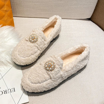 Elegant pearl slip-on loafers for women | Maribel -9