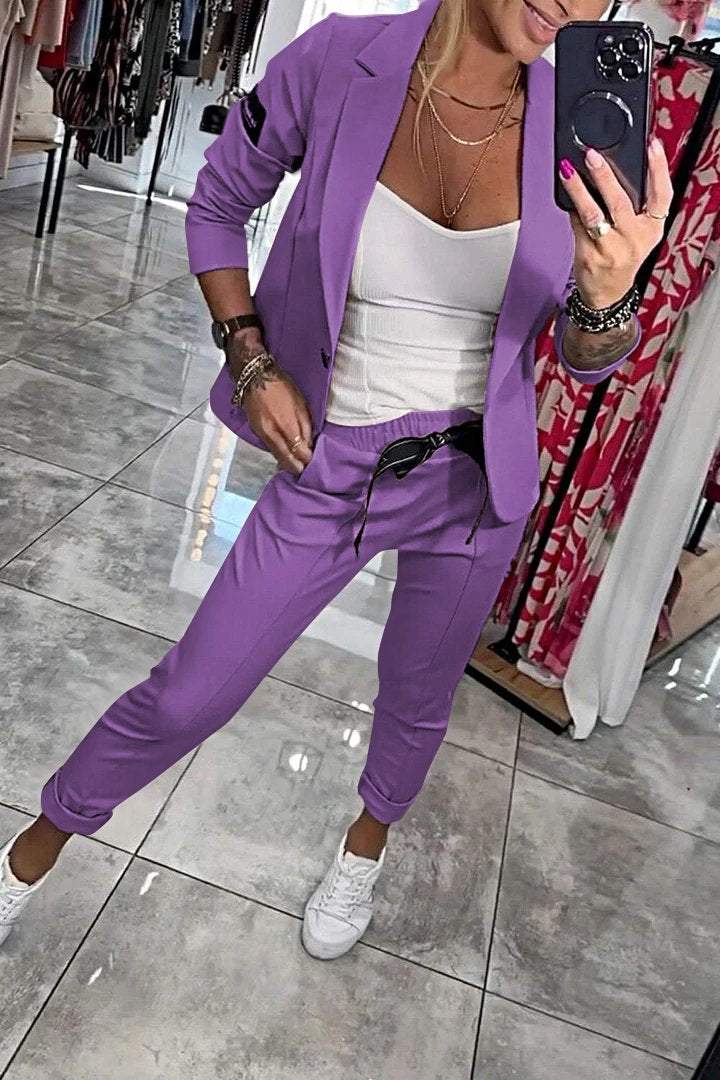Chic relaxed two-piece set jacket for women | Fenna -8