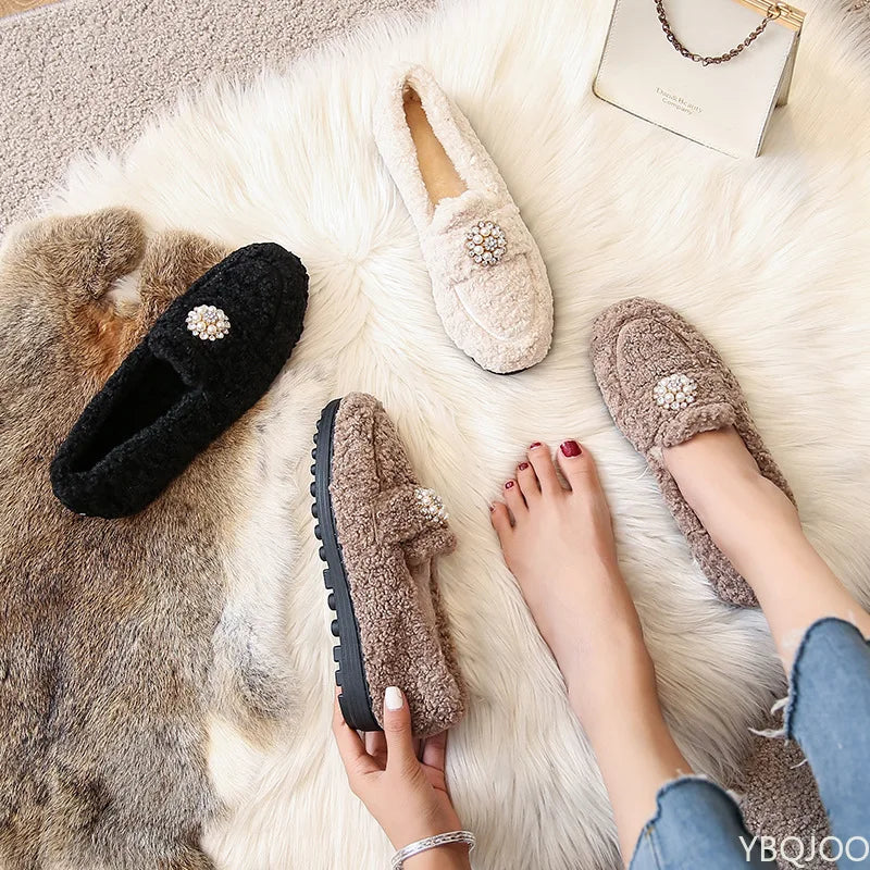 Elegant pearl slip-on loafers for women | Maribel -5