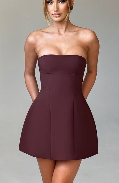 Luxury cocktail strapless bubble mini dress for women -23
