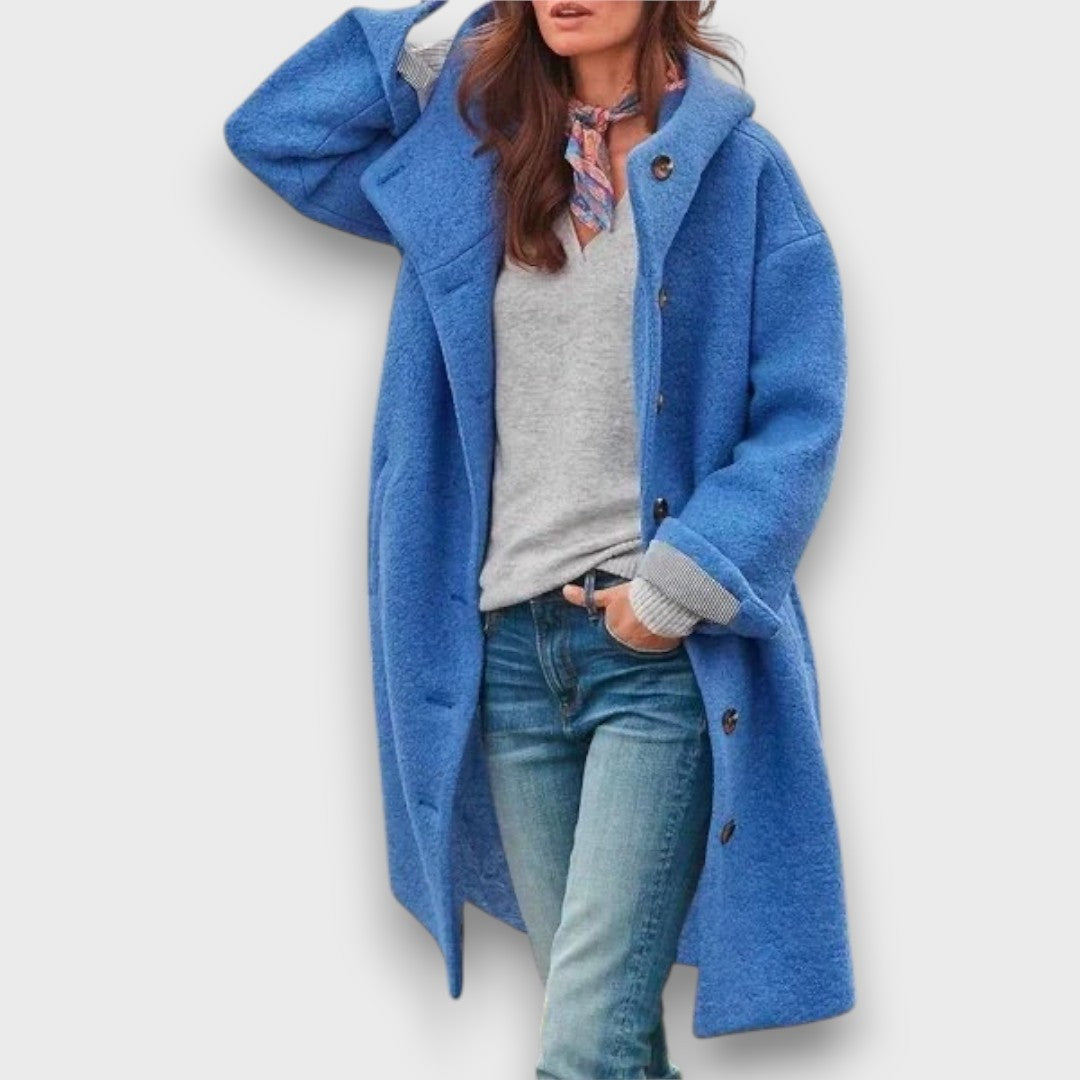 Relaxed mid-length button coat for women | Elowen -3