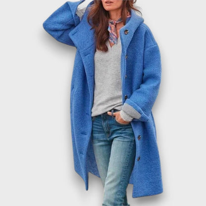 Relaxed mid-length button coat for women | Elowen -3