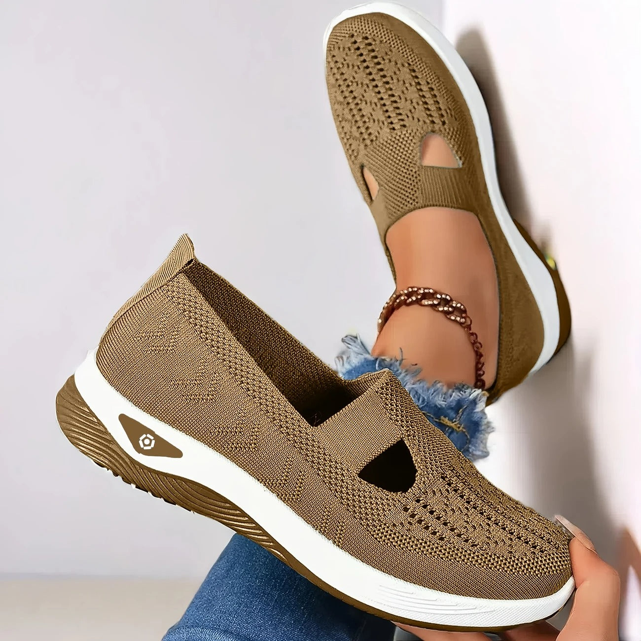Supportive breathable slip-on walking shoes for women | Aria -7