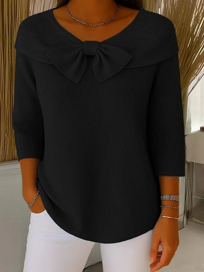 Classic bow-detail everyday knit jumper for women | Elodie -6