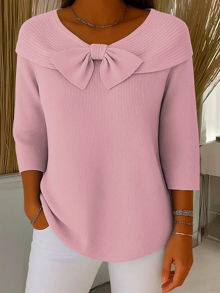 Classic bow-detail everyday knit jumper for women | Elodie -2