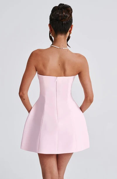 Luxury cocktail strapless bubble mini dress for women -19