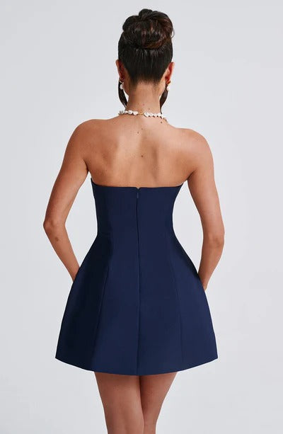 Luxury cocktail strapless bubble mini dress for women -22