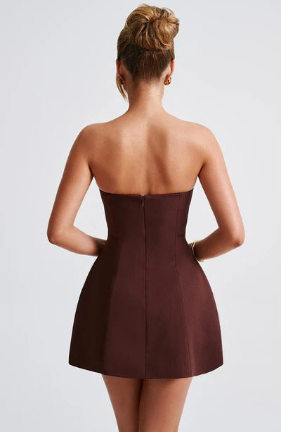 Luxury cocktail strapless bubble mini dress for women -25