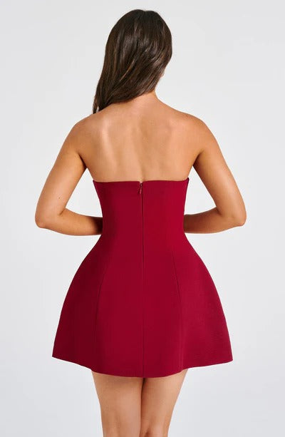 Luxury cocktail strapless bubble mini dress for women -16