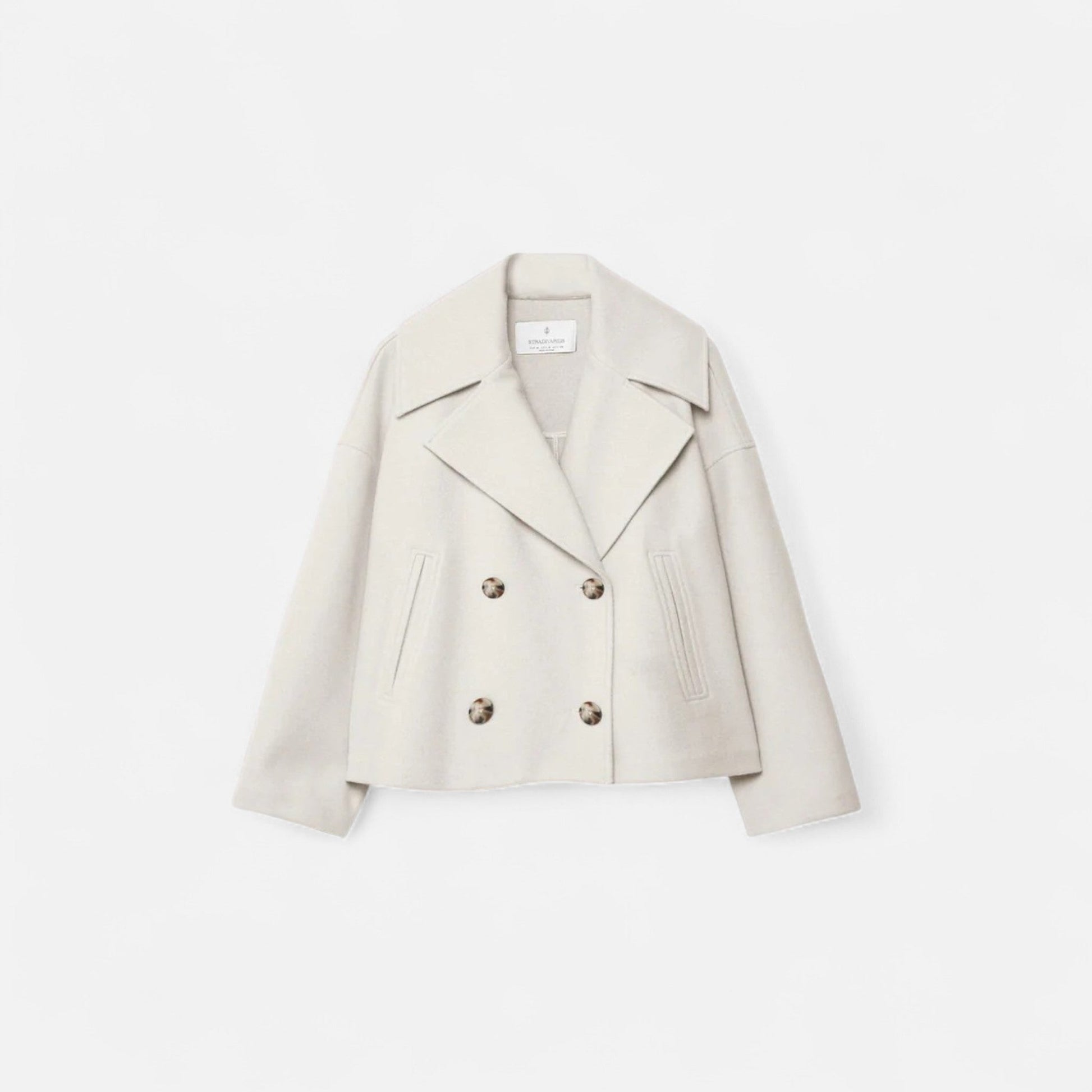 Classic double-breasted wool everyday coat for women -4