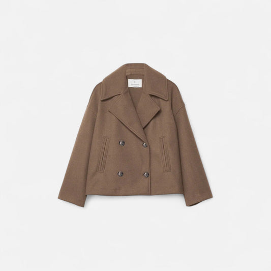 Classic double-breasted wool everyday coat for women -1