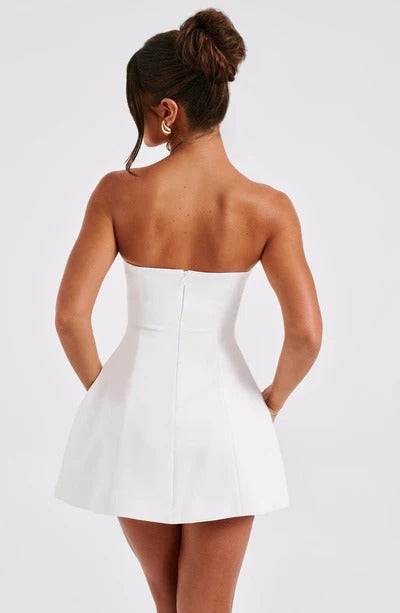 Luxury cocktail strapless bubble mini dress for women -13