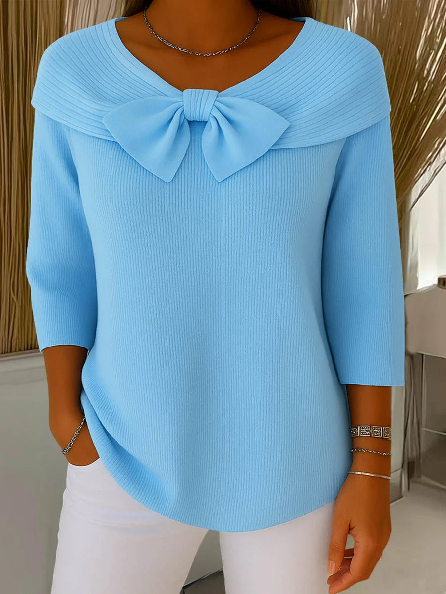 Classic bow-detail everyday knit jumper for women | Elodie -1