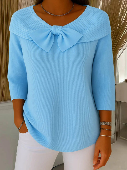 Classic bow-detail everyday knit jumper for women | Elodie -1