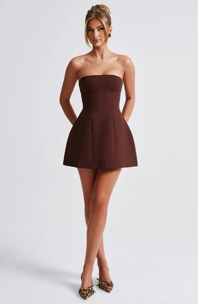 Luxury cocktail strapless bubble mini dress for women -6