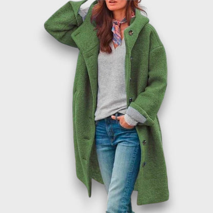 Relaxed mid-length button coat for women | Elowen -1
