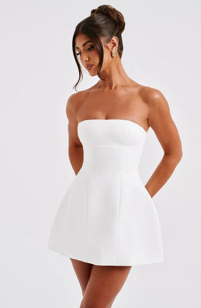 Luxury cocktail strapless bubble mini dress for women -12