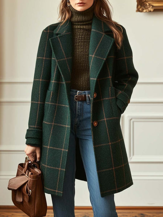 Classic checked everyday winter coat for women | Elena -1