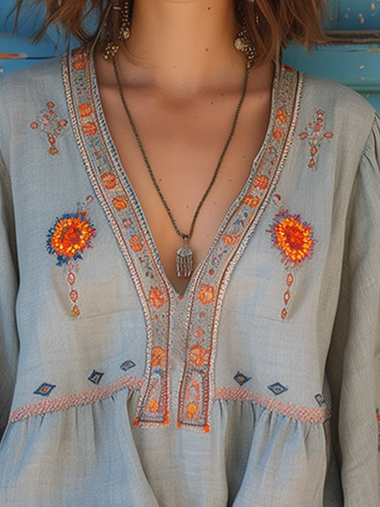 Bohemian embroidered blouse for women | Alora -2
