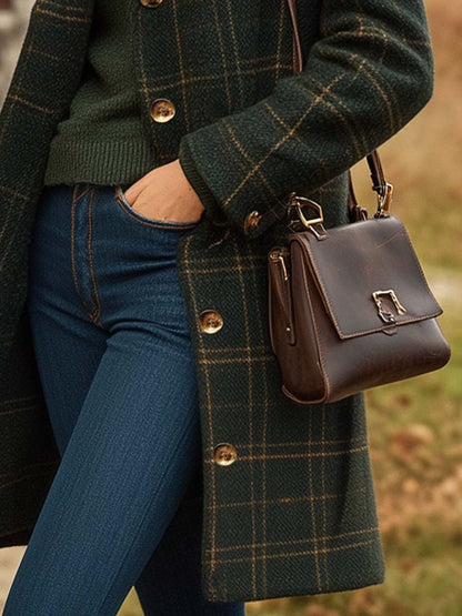 Long plaid coat for women | Maribel -4