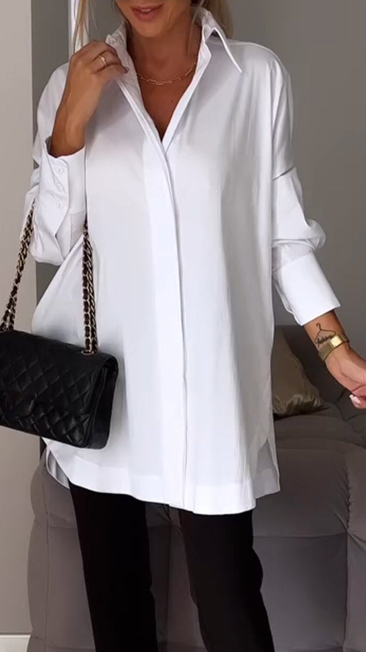 Sophisticated lapel shirt blouse for women | Amy -1
