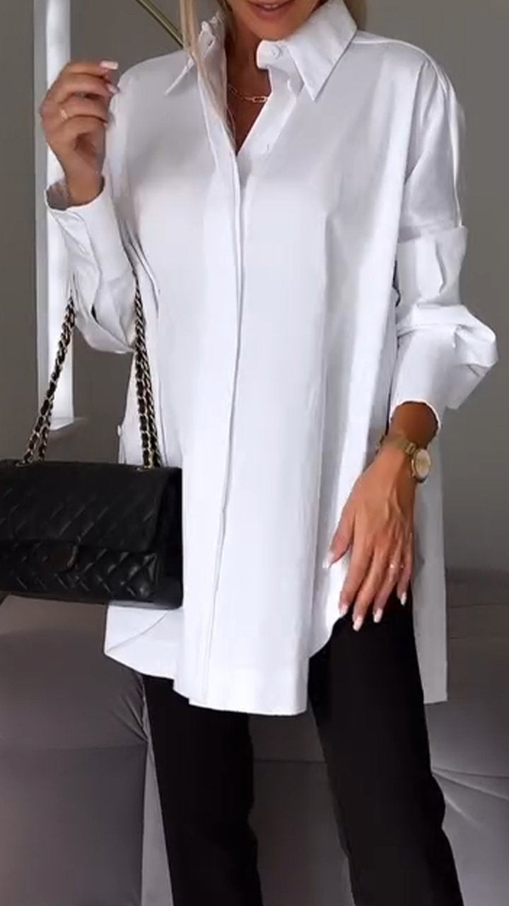 Sophisticated lapel shirt blouse for women | Amy -3