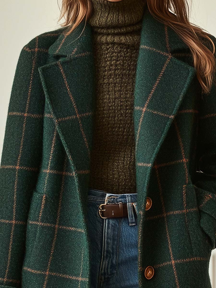 Classic checked everyday winter coat for women | Elena -2