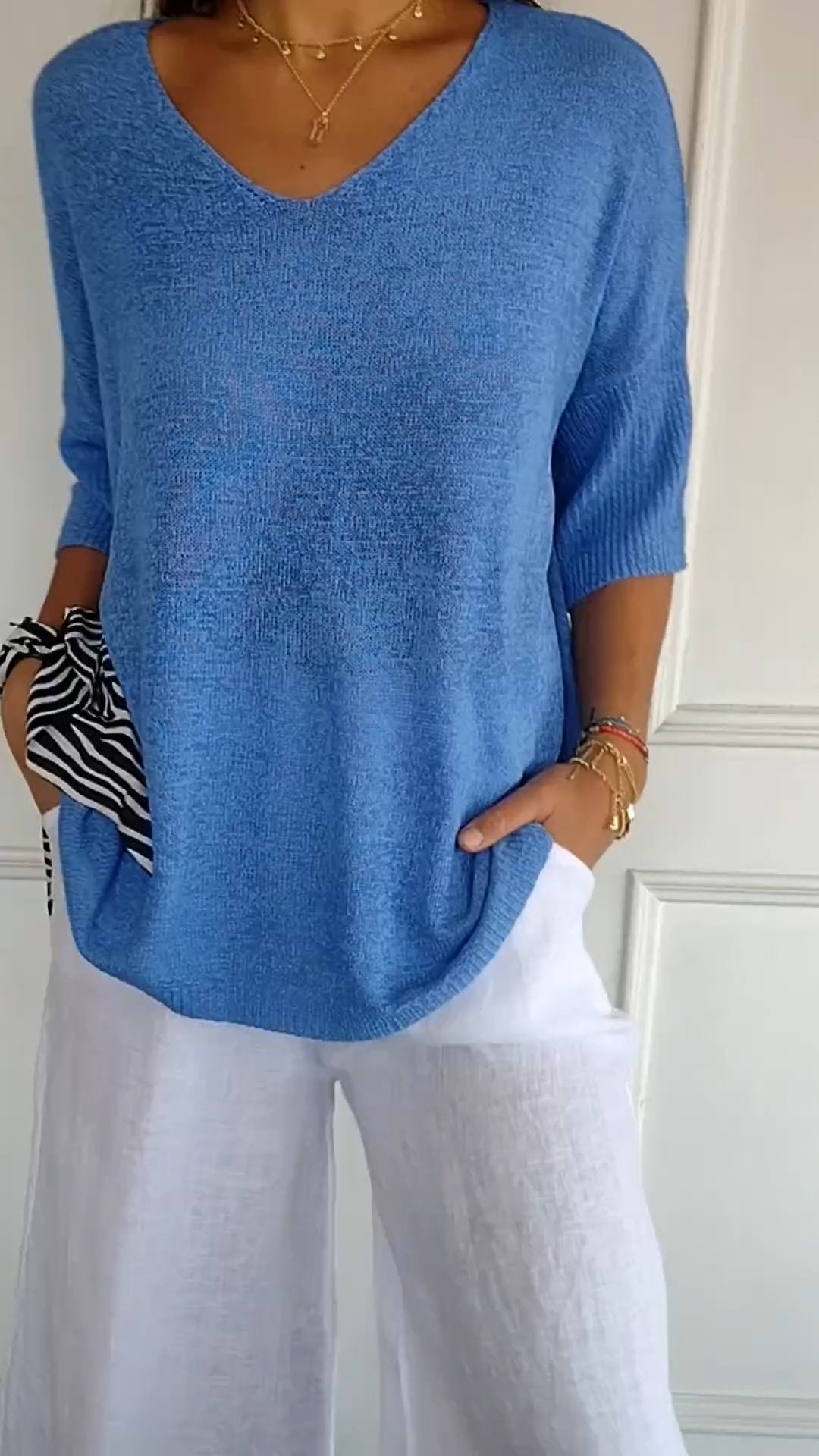 Classic timeless V-neck everyday top for women | Jill -4