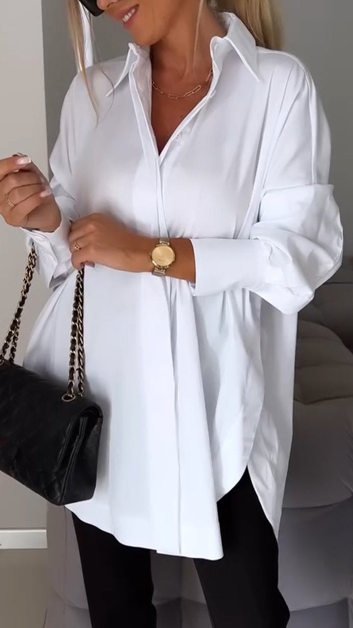Sophisticated lapel shirt blouse for women | Amy -2