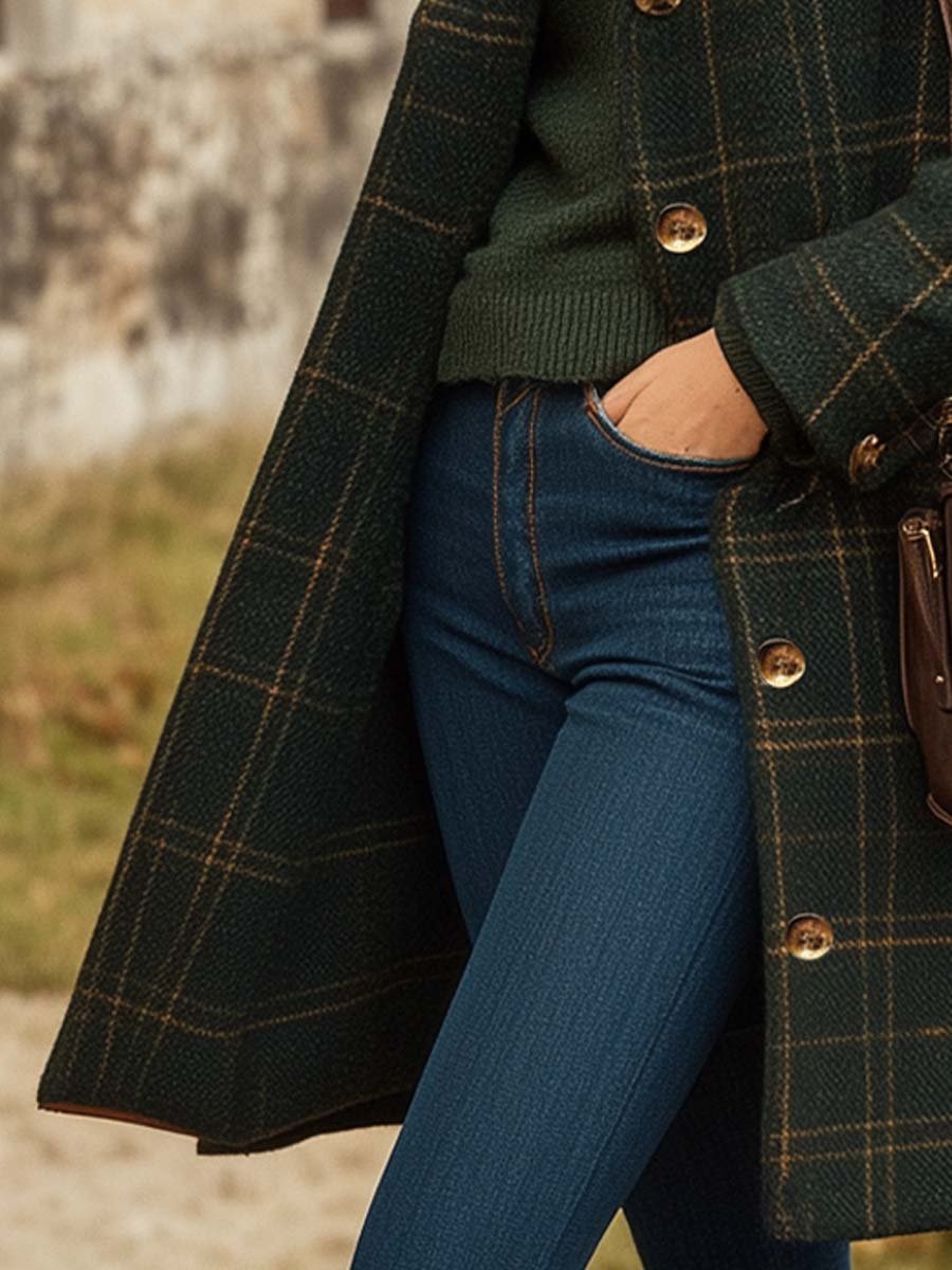 Long plaid coat for women | Maribel -3