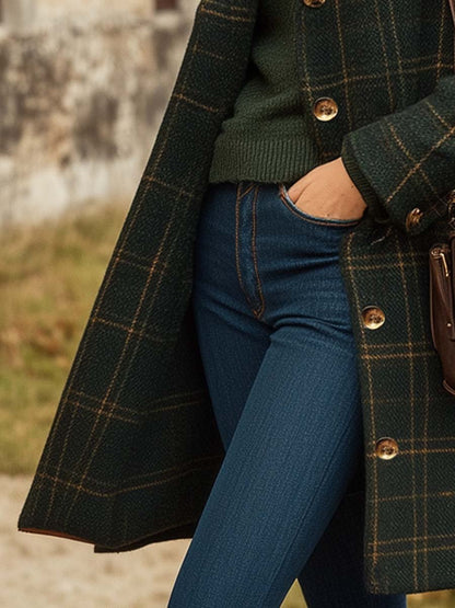 Long plaid coat for women | Maribel -3