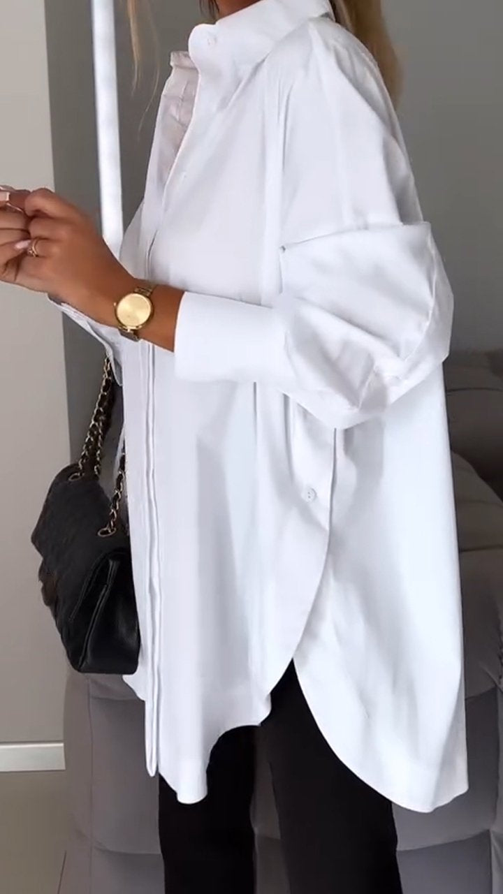 Sophisticated lapel shirt blouse for women | Amy -4