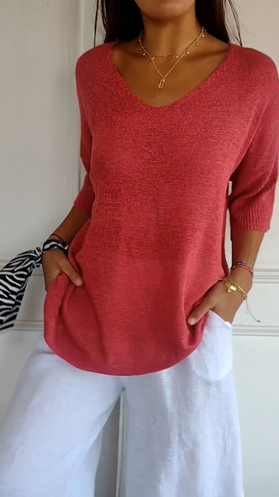 Classic timeless V-neck everyday top for women | Jill -2