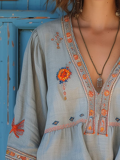 Bohemian embroidered blouse for women | Alora -3