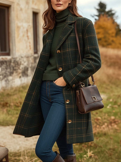 Long plaid coat for women | Maribel -1