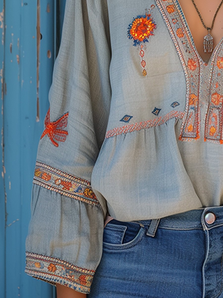 Bohemian embroidered blouse for women | Alora -4