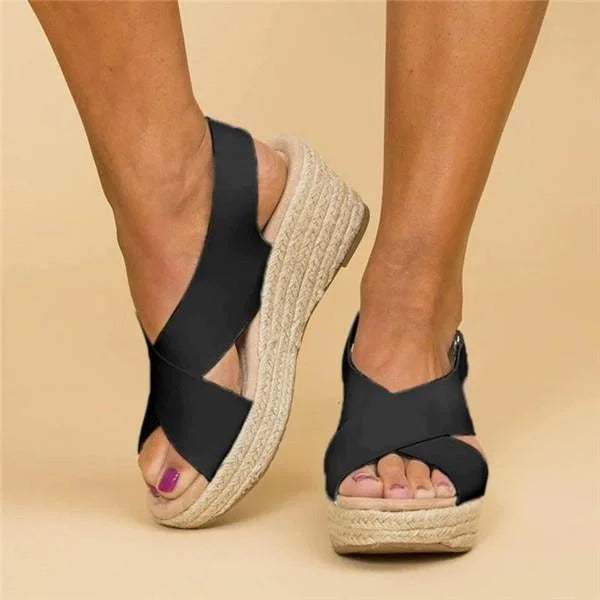 Comfort wedge espadrille sandals for women | Elara -5