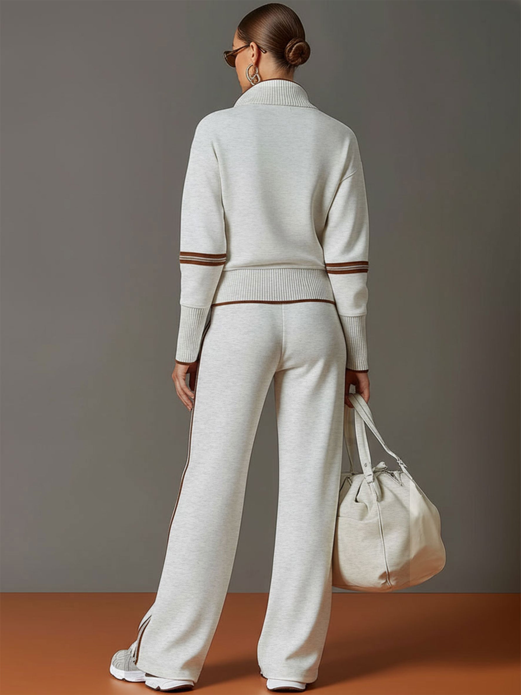 Sport-luxe half-zip co-ord set for women | Zerina -5