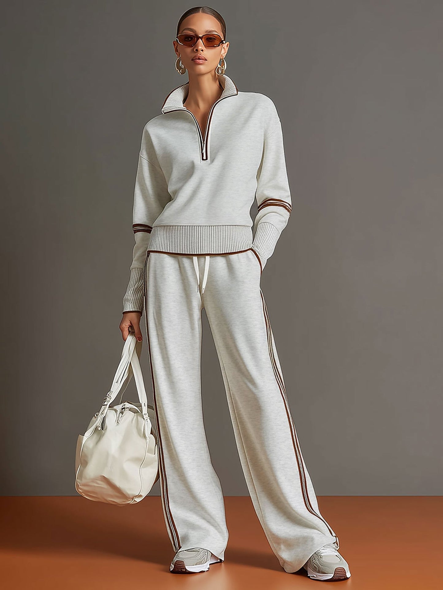 Sport-luxe half-zip co-ord set for women | Zerina -4
