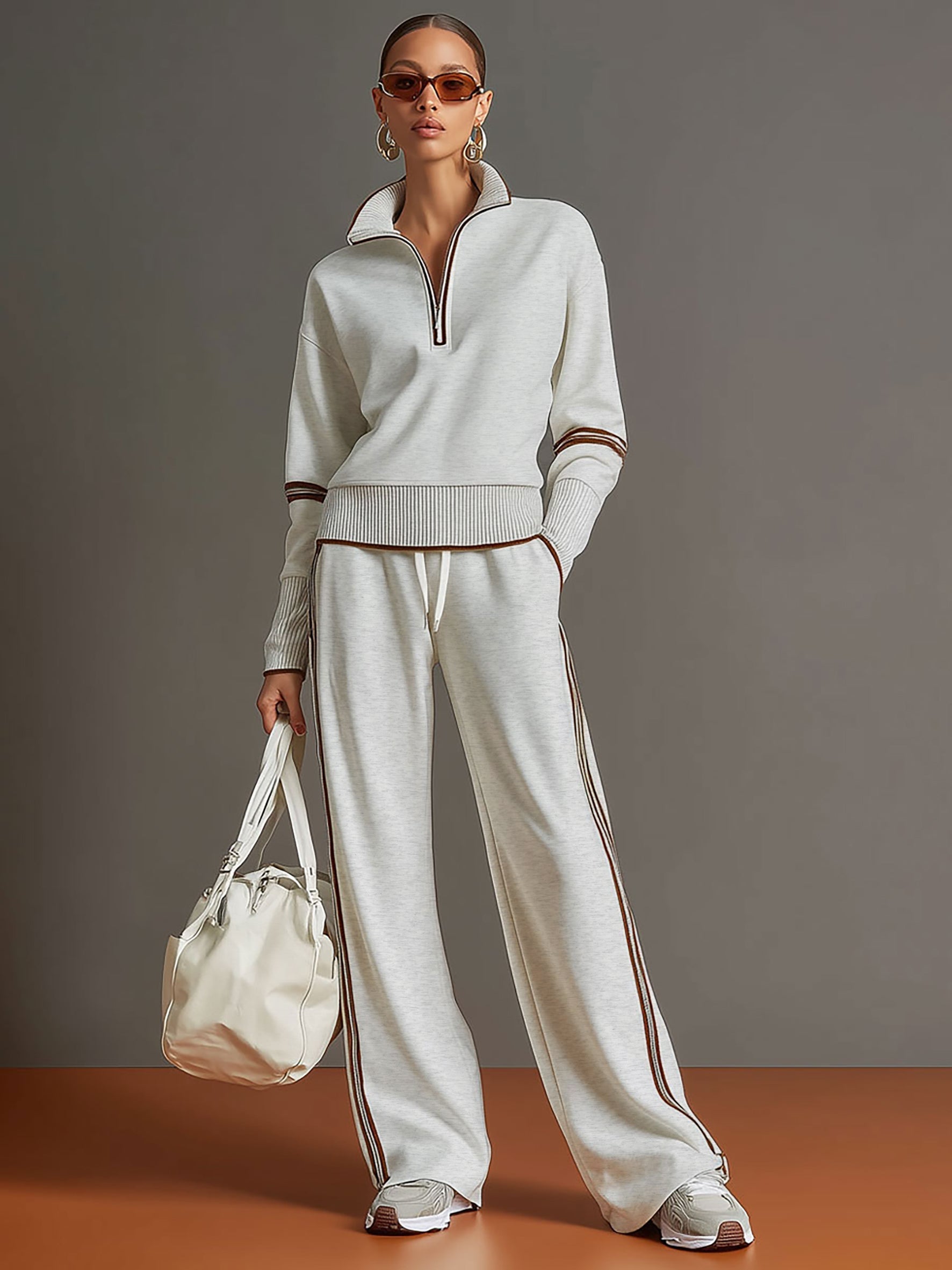 Sport-luxe half-zip co-ord set for women | Zerina -4