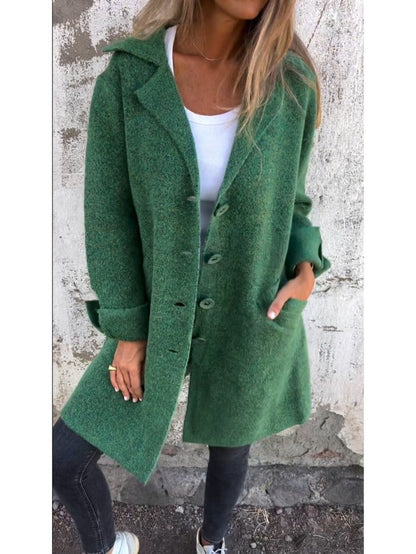 Classic lapel collar button-front coat for women | Tessa -7