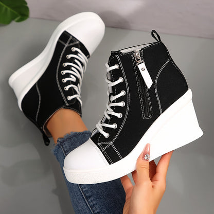 Uptown canvas wedge trainer for women | Solara -4
