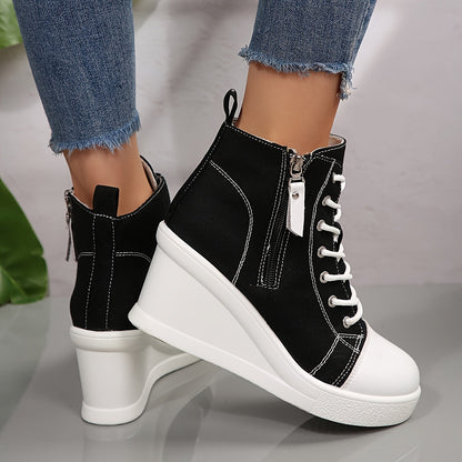 Uptown canvas wedge trainer for women | Solara -3