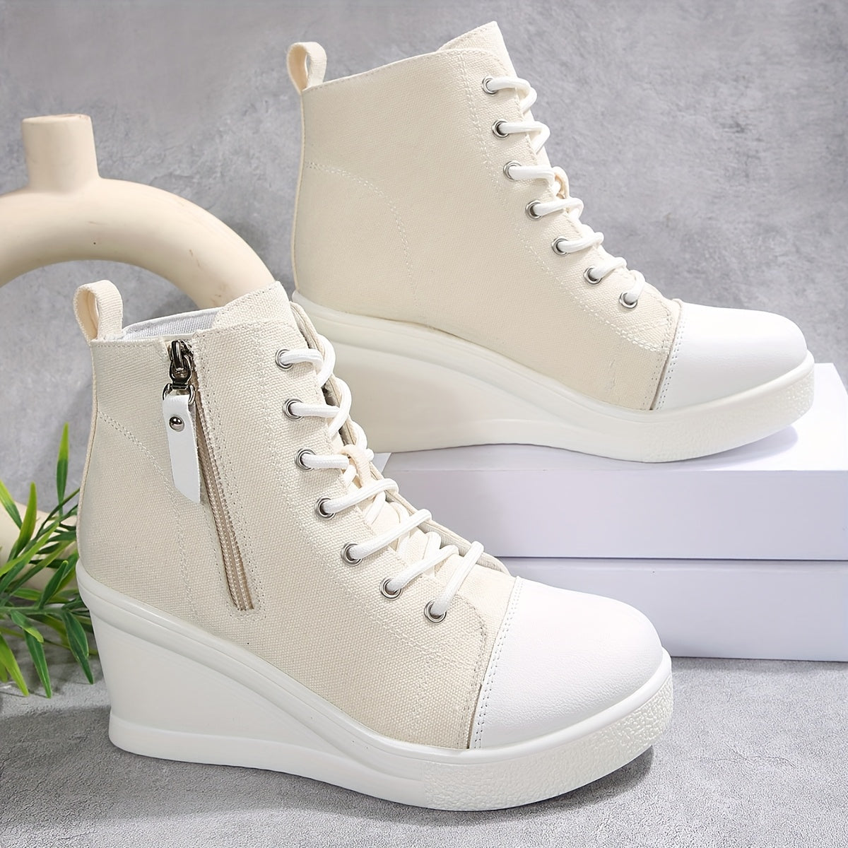 Uptown canvas wedge trainer for women | Solara -8