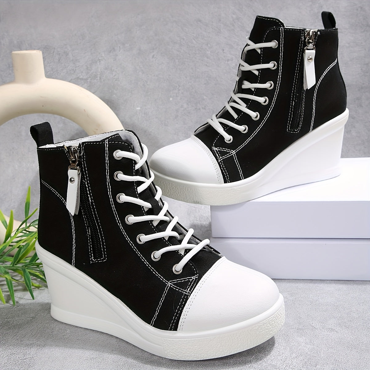 Uptown canvas wedge trainer for women | Solara -5