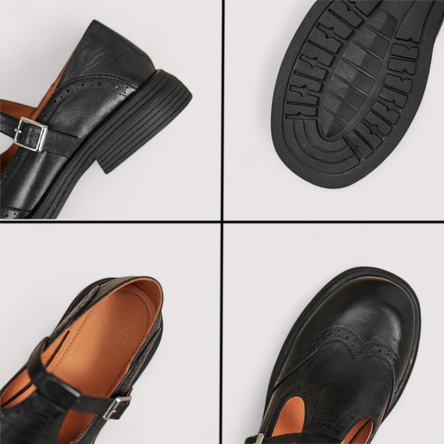 Elegant leather mary jane everyday flats for women | Louisa -6