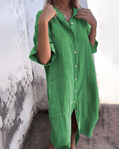 Relaxed Ibiza-style shirt dress for women | Natalie -6