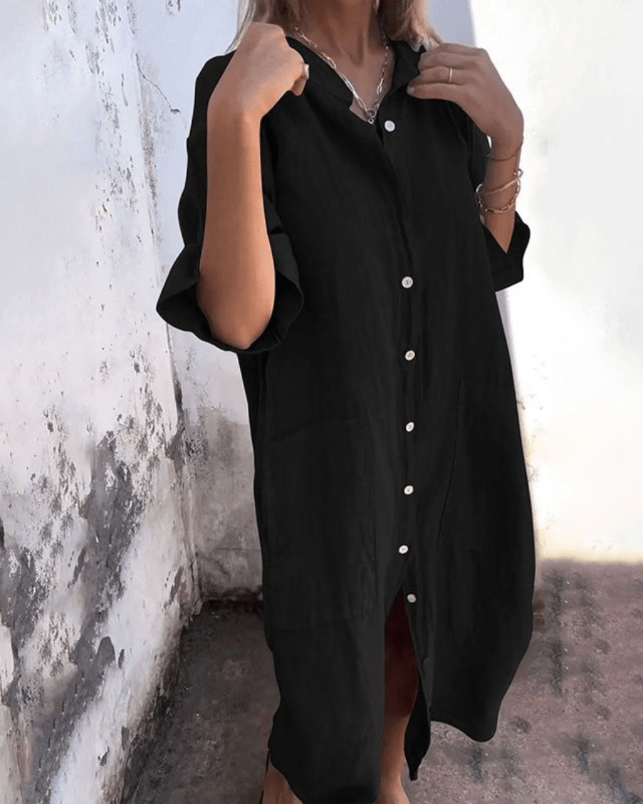 Relaxed Ibiza-style shirt dress for women | Natalie -5