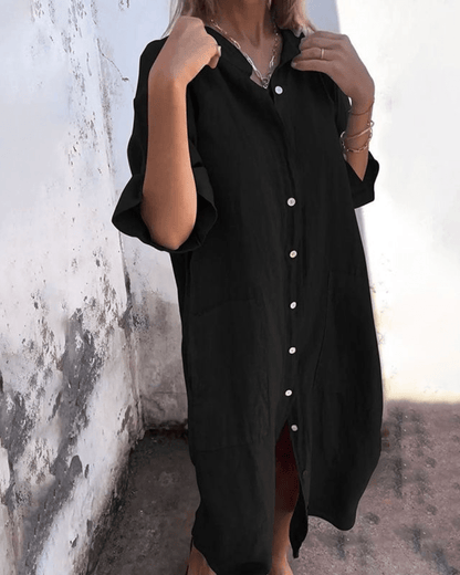 Relaxed Ibiza-style shirt dress for women | Natalie -5